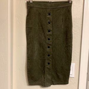 Guess army green suede pencil skirt